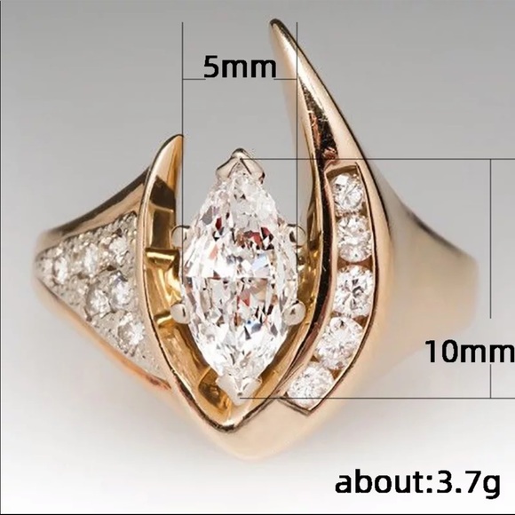 New Women’s Unique Yellow Gold Diamond Ring - Picture 2 of 2
